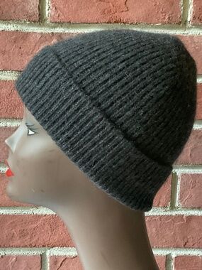 J.Crew 100%Cashmere Dark Grey Ribbed Cuffed Beanie O/S
